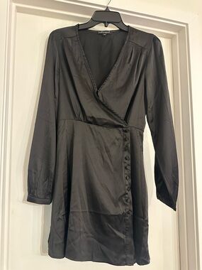 Wishlist Apparel Black Long-Sleeve Wrap Mini Dress